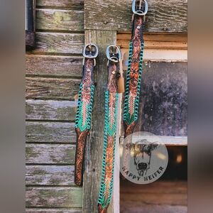 Western Handtooled Leather Dog Collars available in 3 Sizes